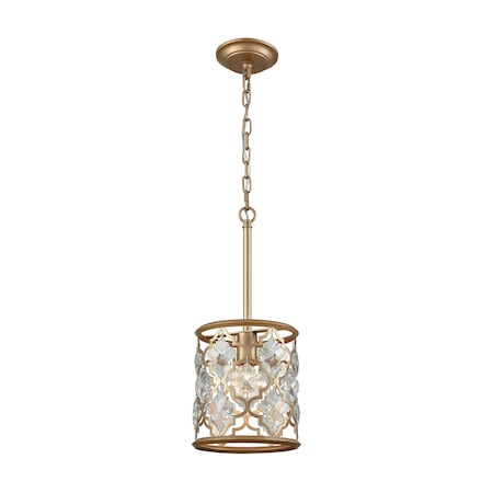 Armand 1-Light Mini Pendant In Matte Gold With Clear Crystals